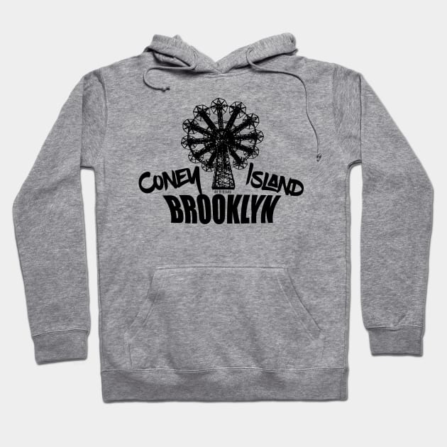 Coney Island Brooklyn Black ink Hoodie by Richardramirez82